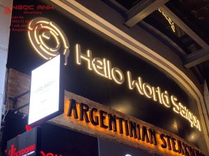 Bảng hiệu alu chữ nổi đẹp, có đèn LED – nổi bật cả ban đêm